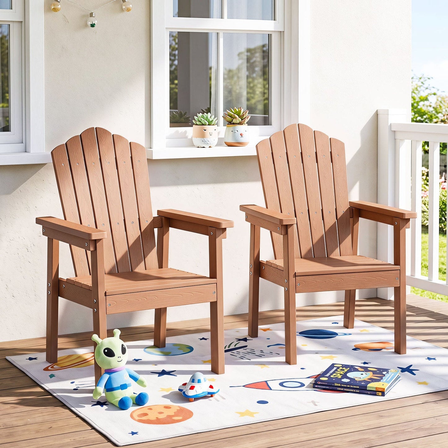 Adirondack Chair with High Backrest and Wide Armrests