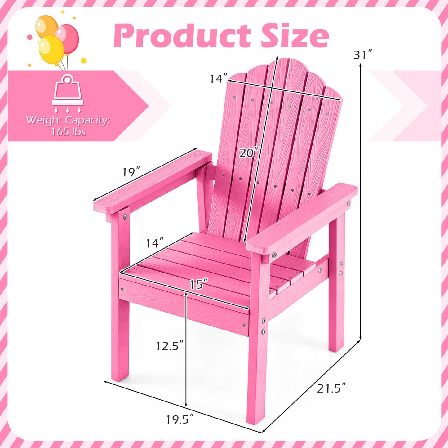 Adirondack Chair with High Backrest and Wide Armrests