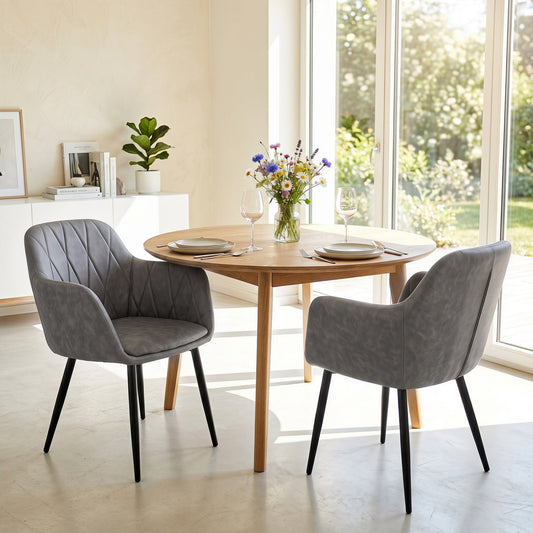 Upholstered Dining Chairs Set of 2 with Curved Back