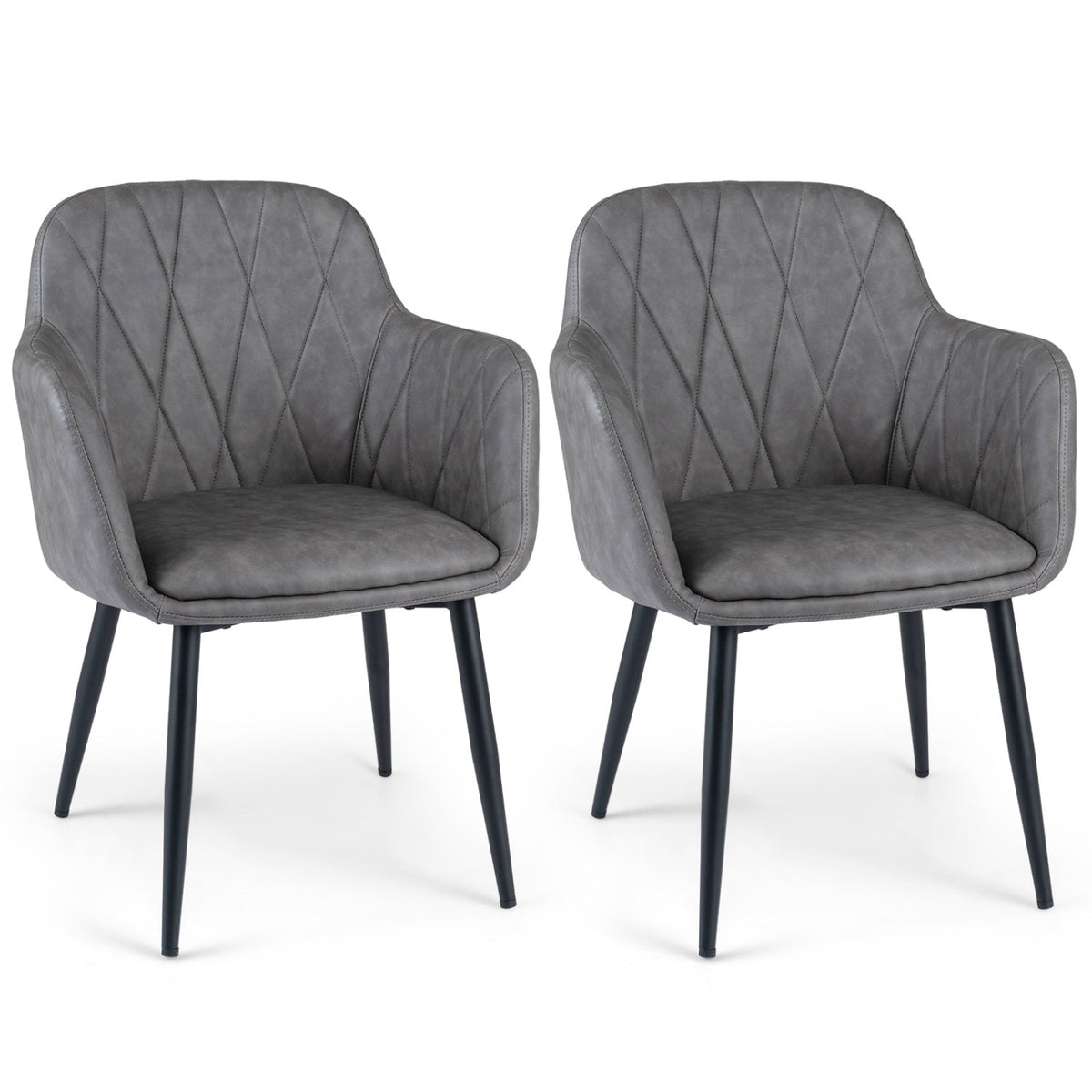 Upholstered Dining Chairs Set of 2 with Curved Back
