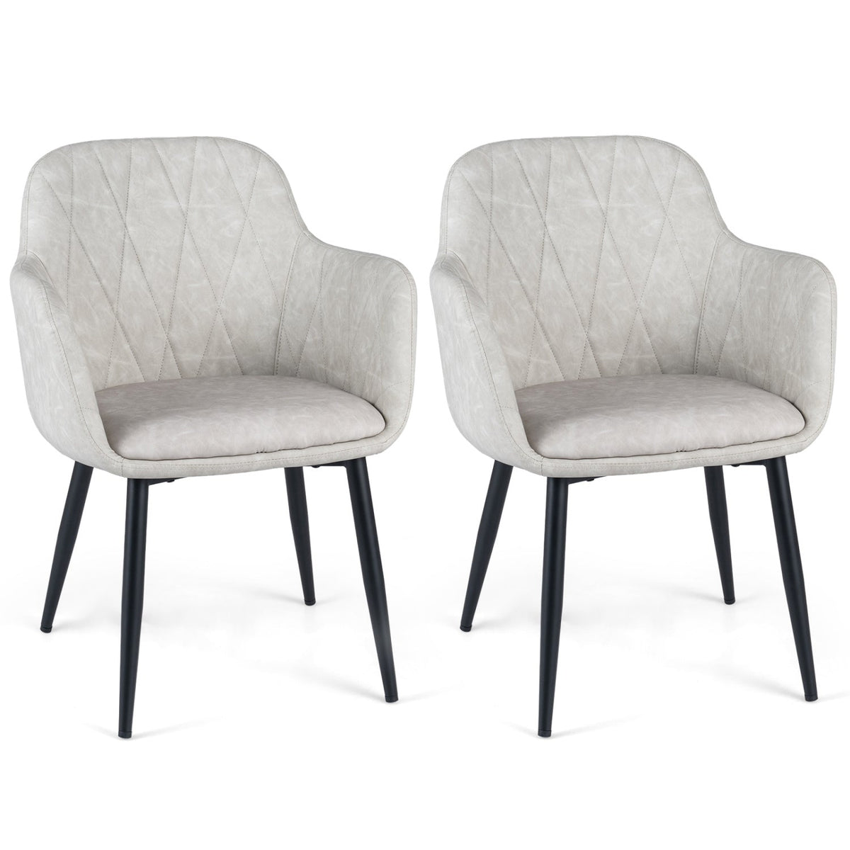 Upholstered Dining Chairs Set of 2 with Curved Back