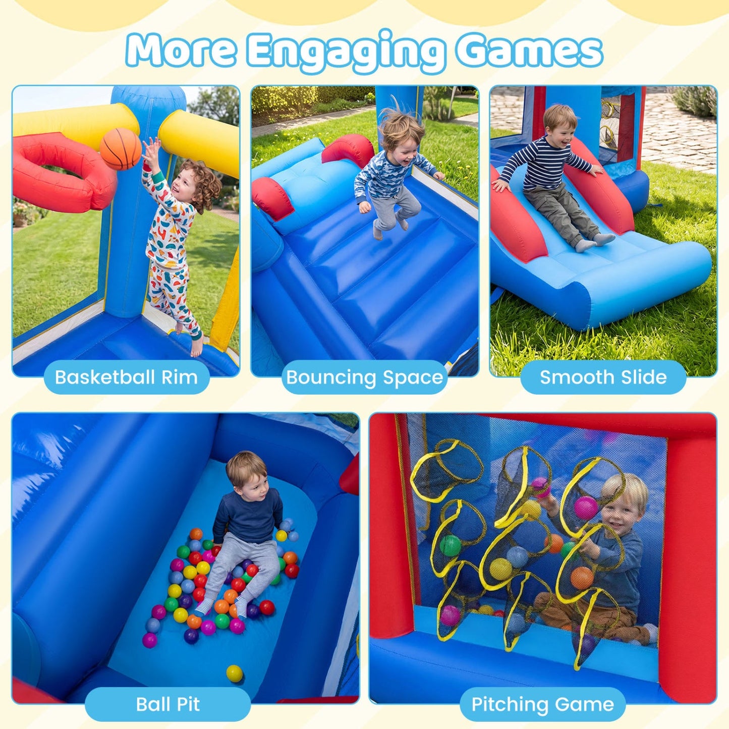 Inflatable Bounce House with Slide and Ball Pit for Kids