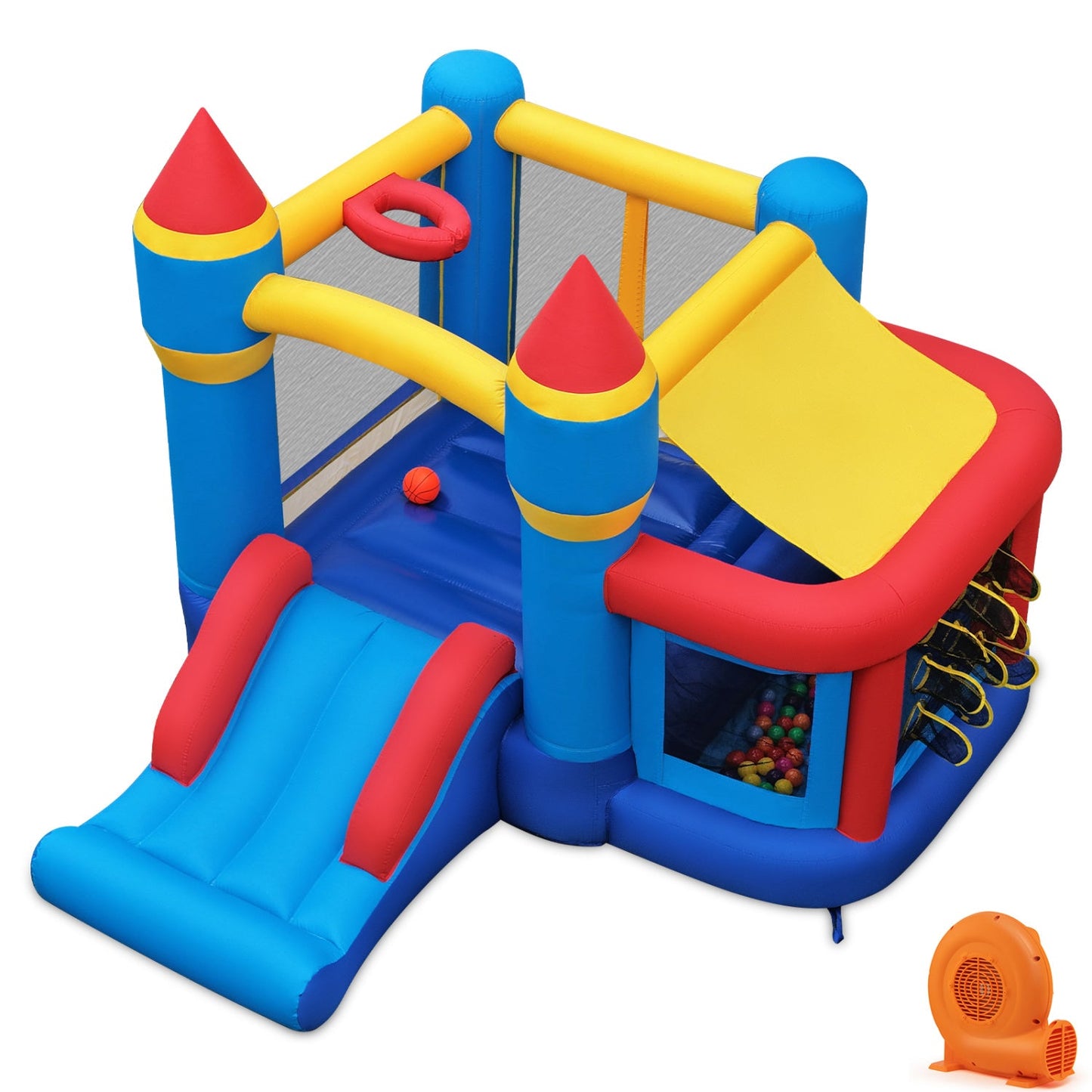 Inflatable Bounce House with Slide, Ball Pit & 550W Blower