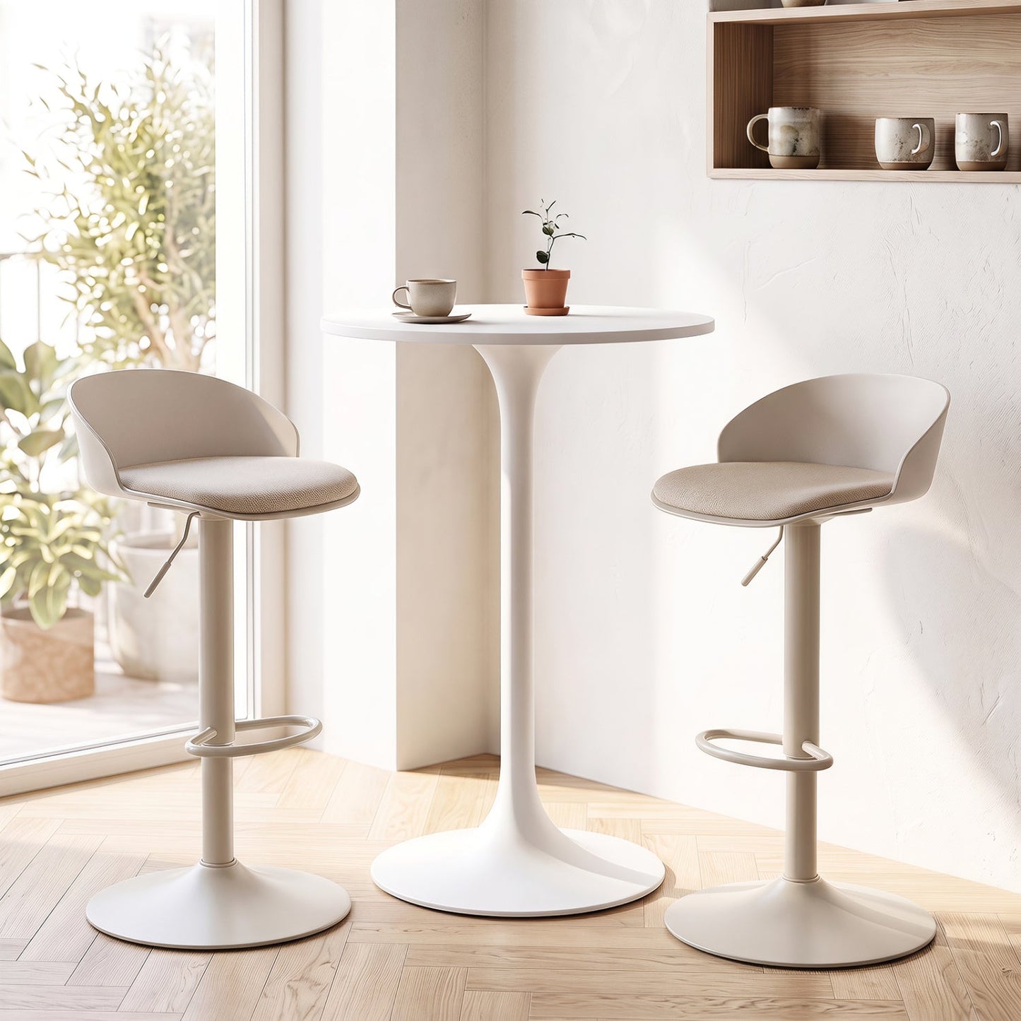Adjustable Swivel Bar Stools Set of 2 with Back & Footrest