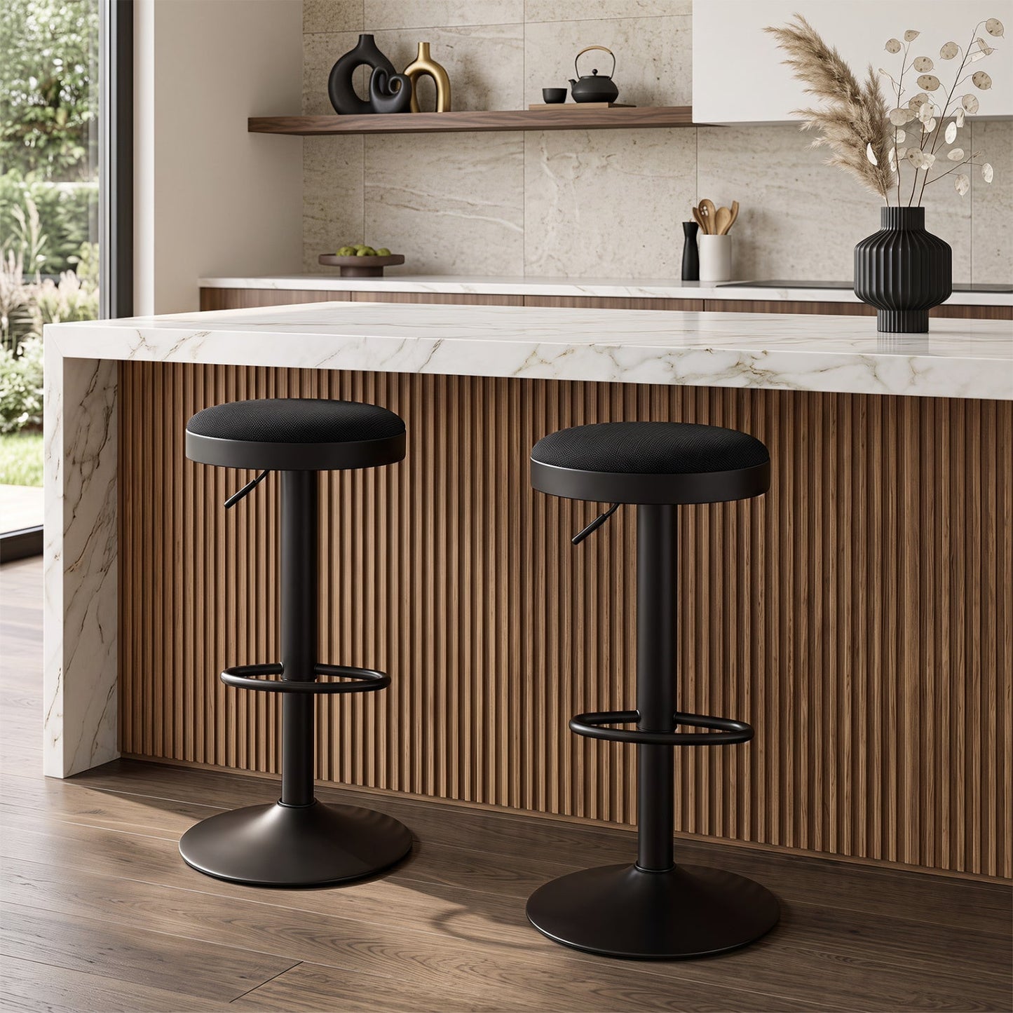 Adjustable Bar Stools Set of 2 with Padded Seat