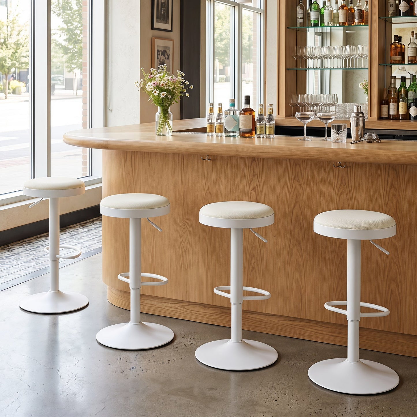 Adjustable Bar Stools Set of 2 with Padded Seat