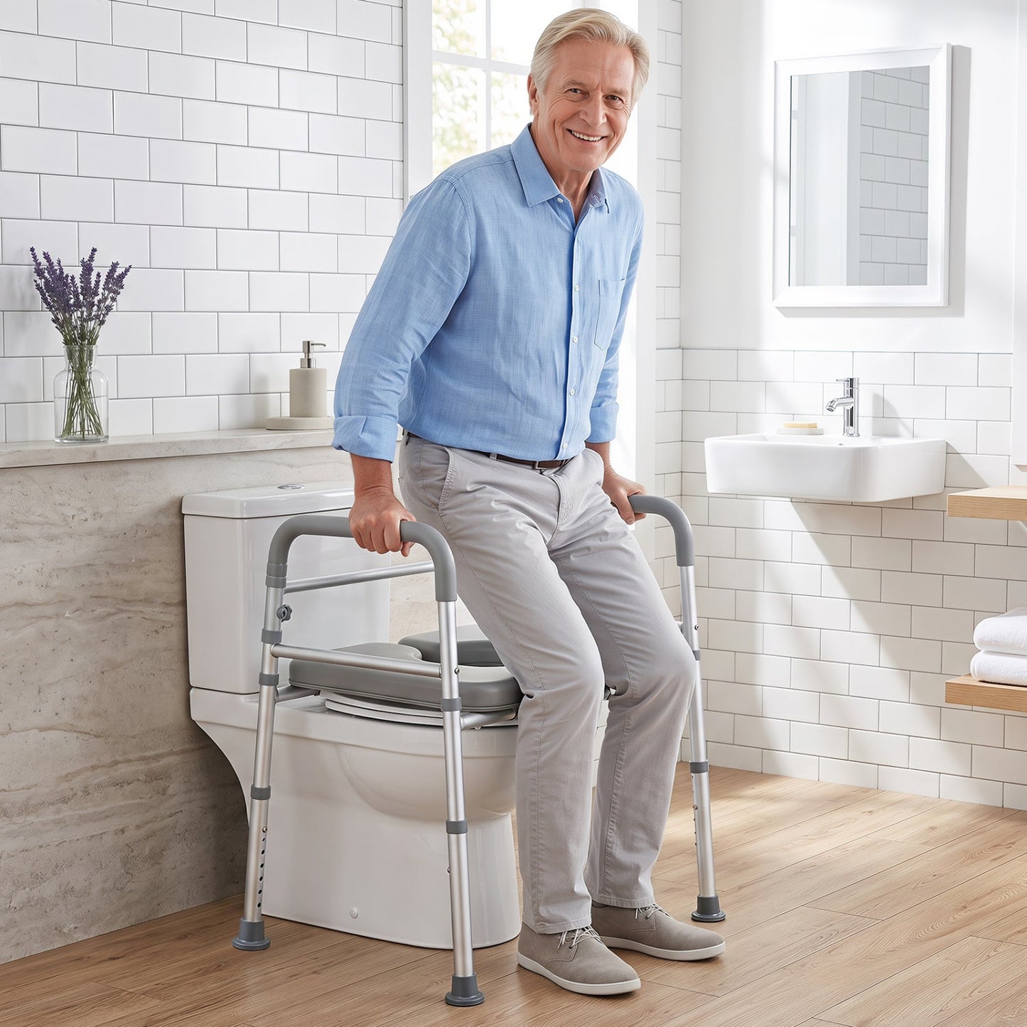 Raised Toilet Seat with Handles - 400 LBS Capacity