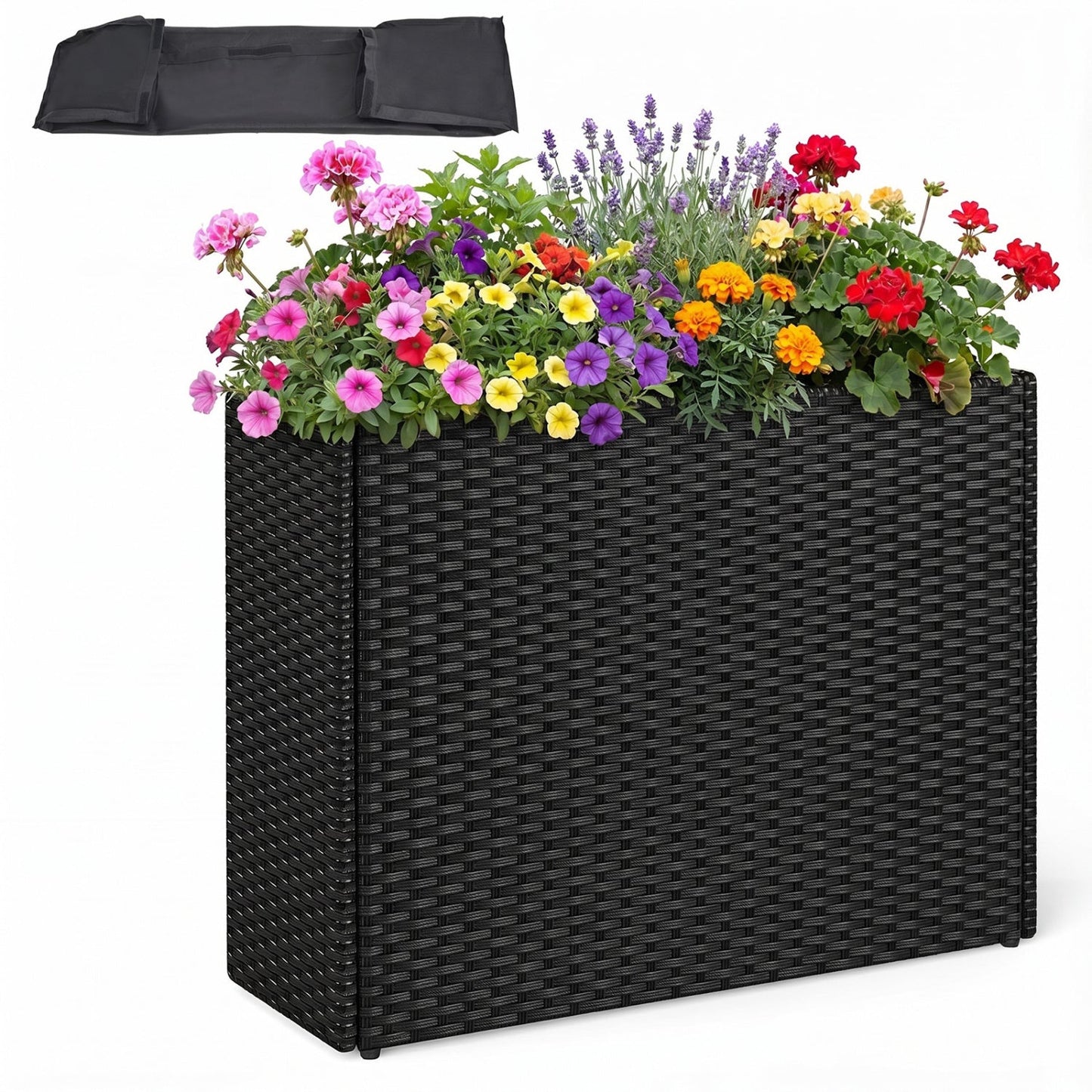 Raised Garden Bed with PE Rattan Wicker and Liner 32"