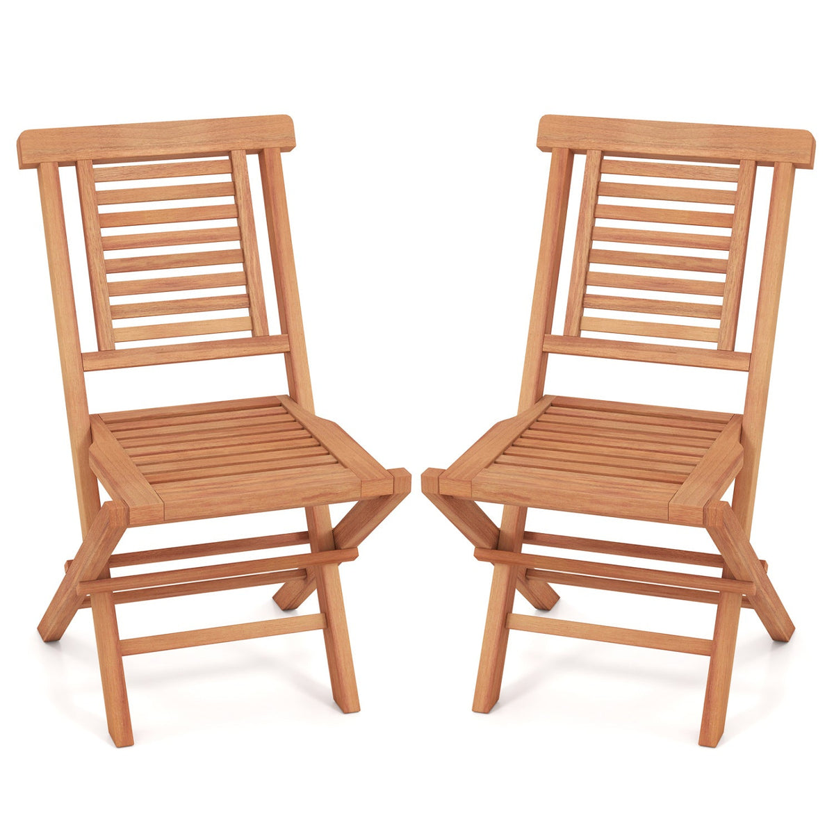 Teak Wood Folding Patio Dining Chairs Set of 2
