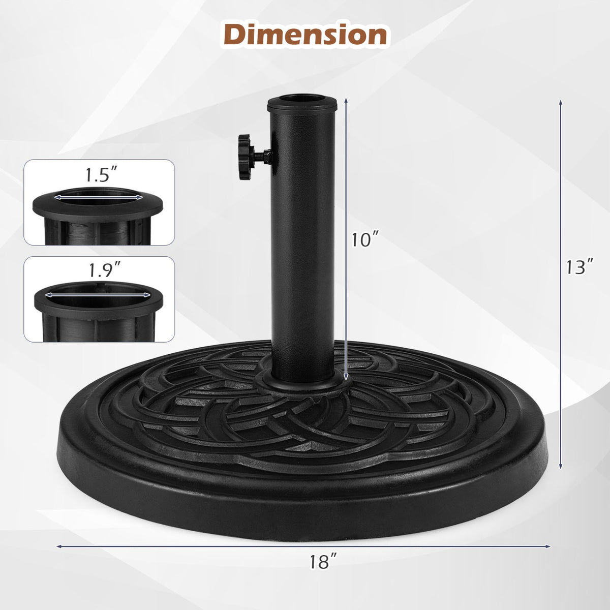 Round Umbrella Base 24 lbs with Adjustable Knob
