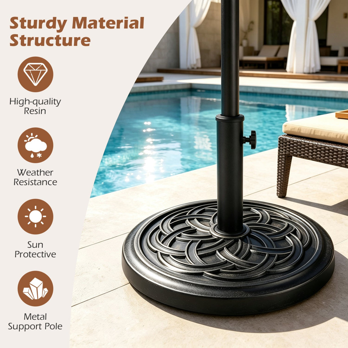 Round Umbrella Base 24 lbs with Adjustable Knob