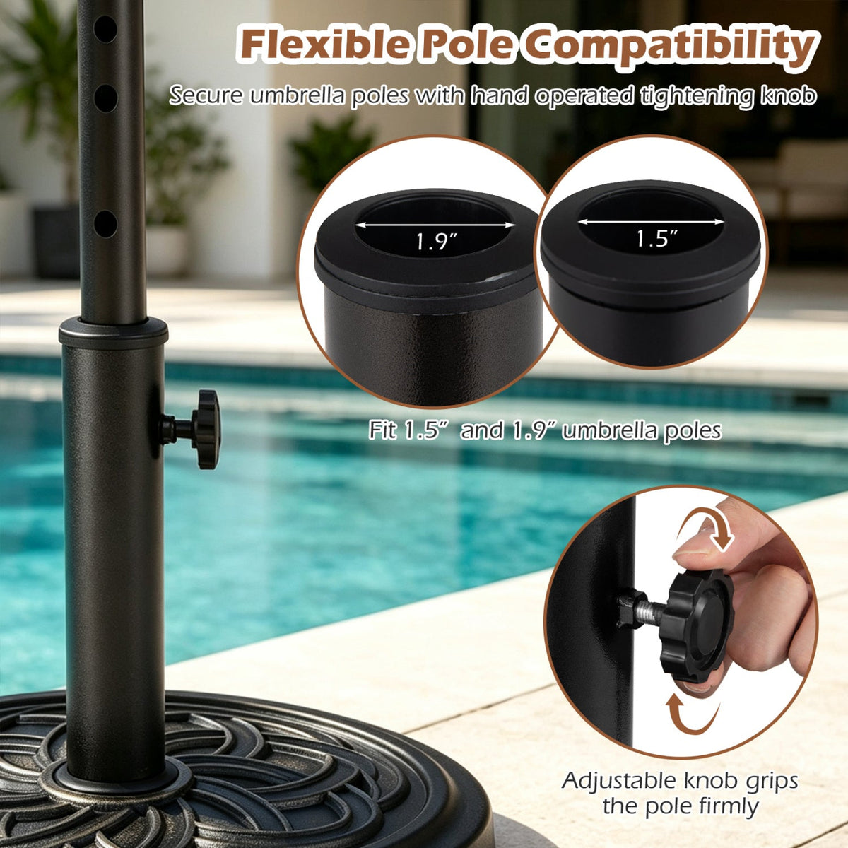 Round Umbrella Base 24 lbs with Adjustable Knob