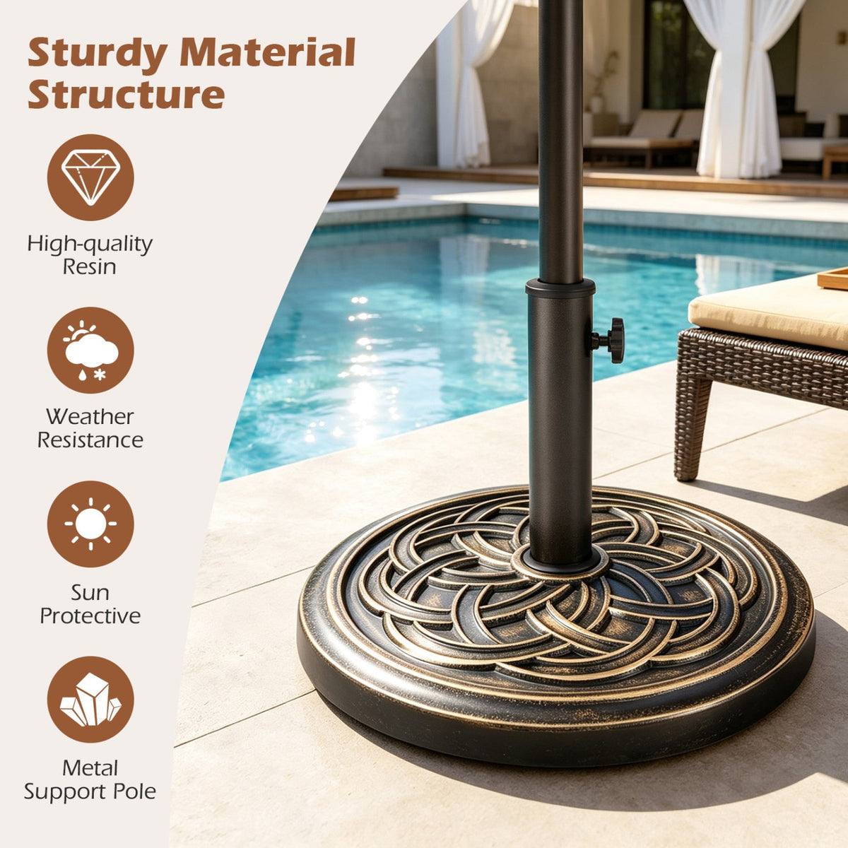 Round Umbrella Base 24 lbs with Adjustable Knob