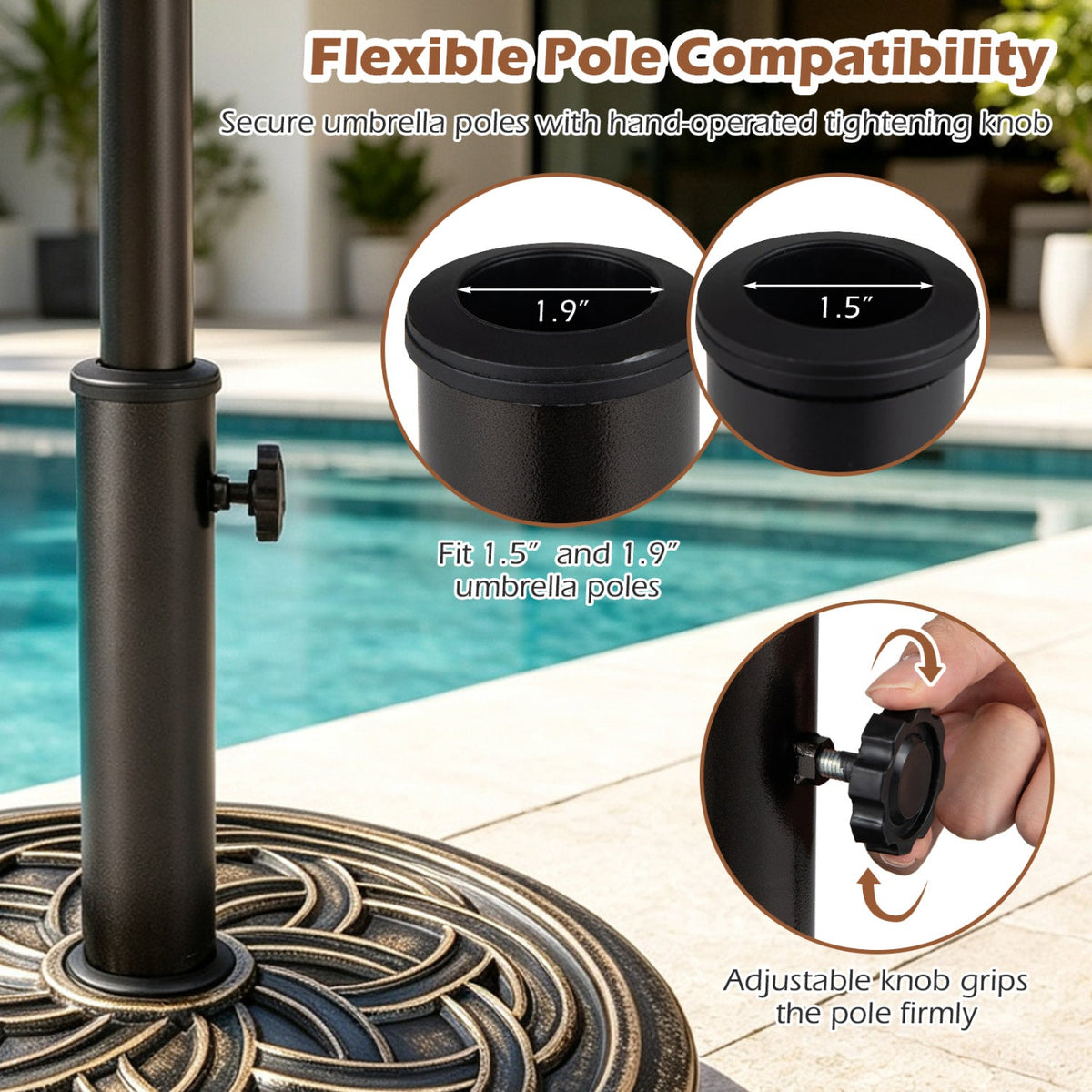Round Umbrella Base 24 lbs with Adjustable Knob