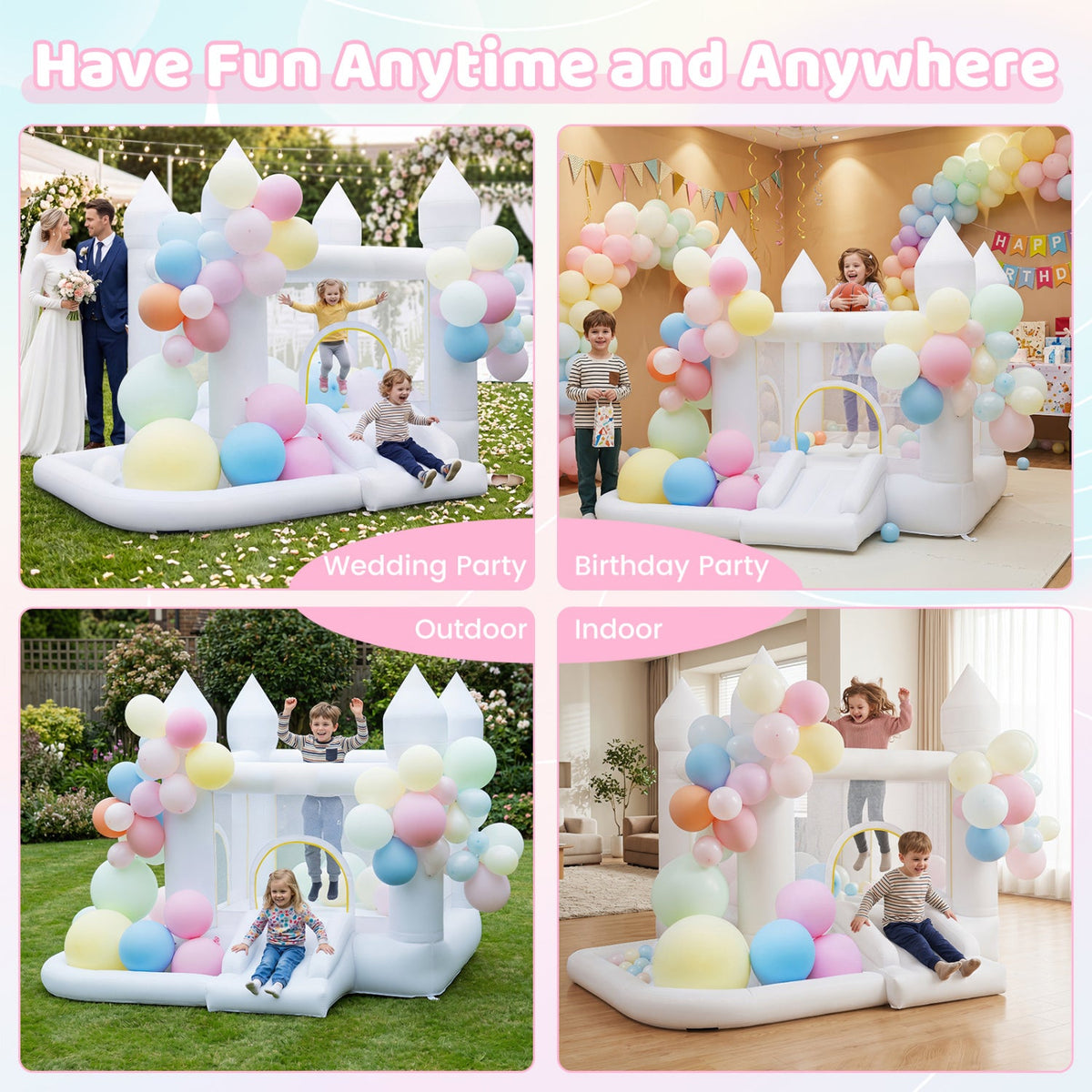 Inflatable Bounce House with Basketball Hoop and 480W Blower