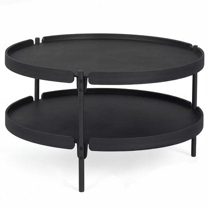 2-Tier Plastic Coffee Round Coffee Table for Living Room