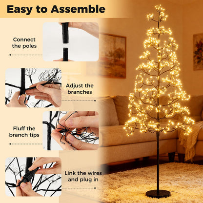 5/6/7 FT Lighted Alpine Tree with 1000/1500/2100 Warm White LED Lights