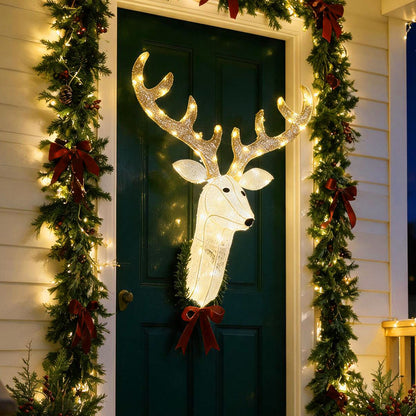 32” Pre-Lit 3D Rudolph Hanging Wreath with LED Warm White Lights