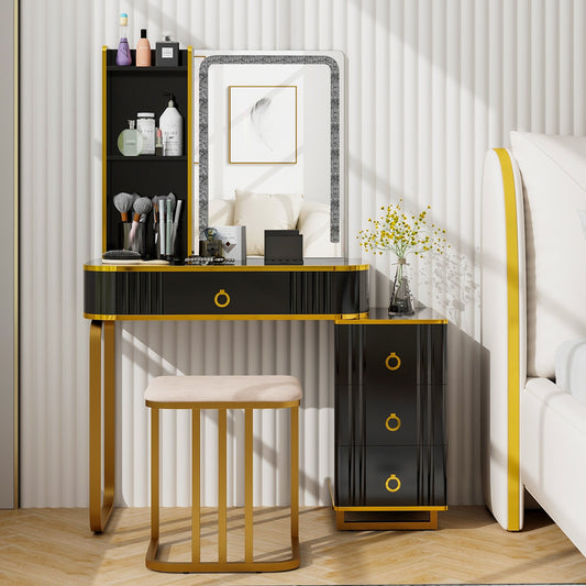 Vanity Table Set with RGB LED Lights & Wireless Charging