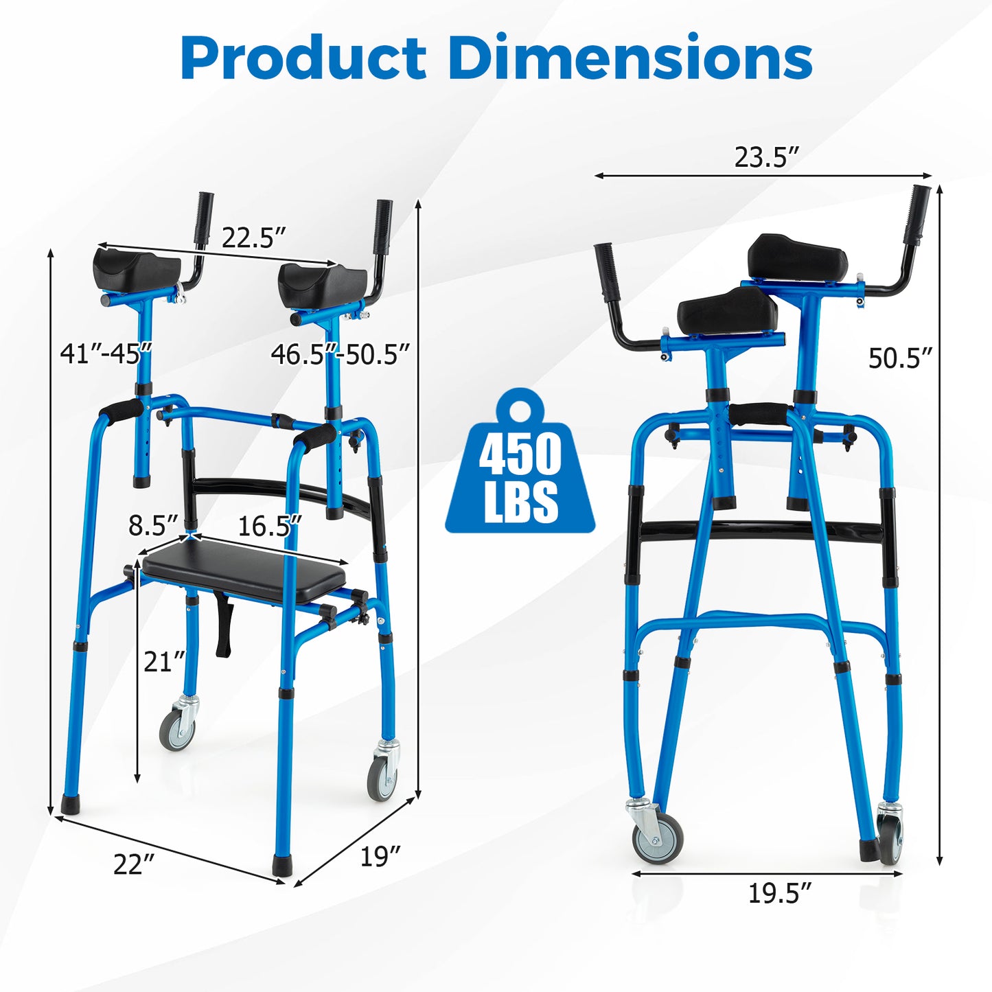 Versatile Rolling Walker for Rehabilitation Training-Navy