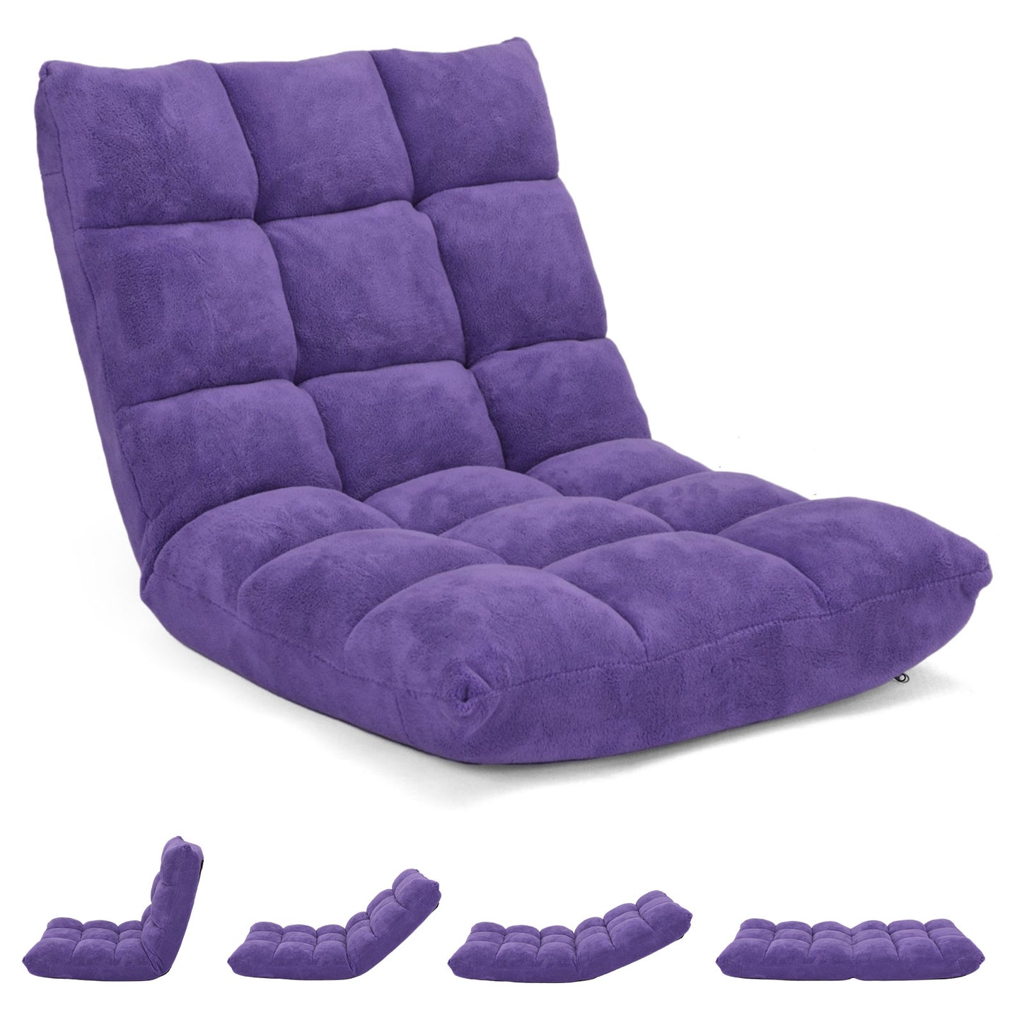 14-Position Adjustable Floor Chair with Padded Cushion
