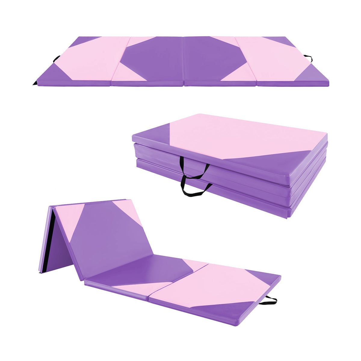 10 Feet x 4 Feet x 2 Inch Folding Exercise Mat with Hook and Loop Fasteners