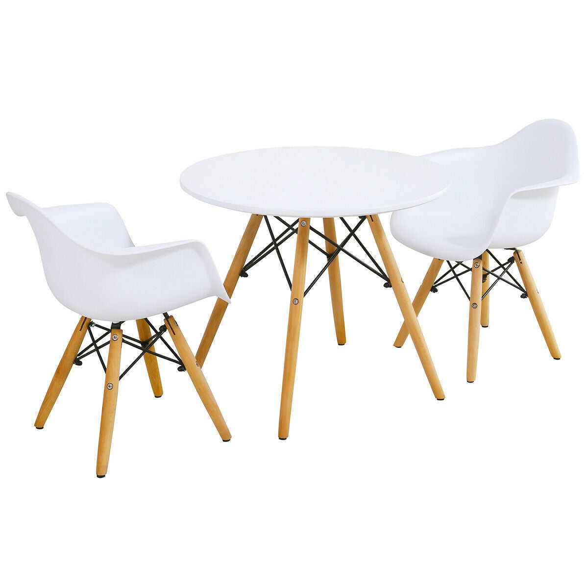 Kids Round Table and Chair Set - 3 Piece Modern Furniture