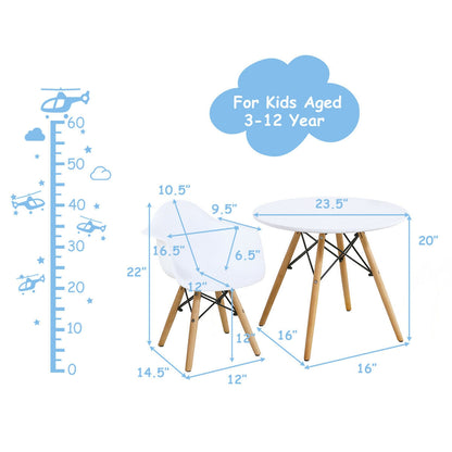 Kids Round Table and Chair Set - 3 Piece Modern Furniture
