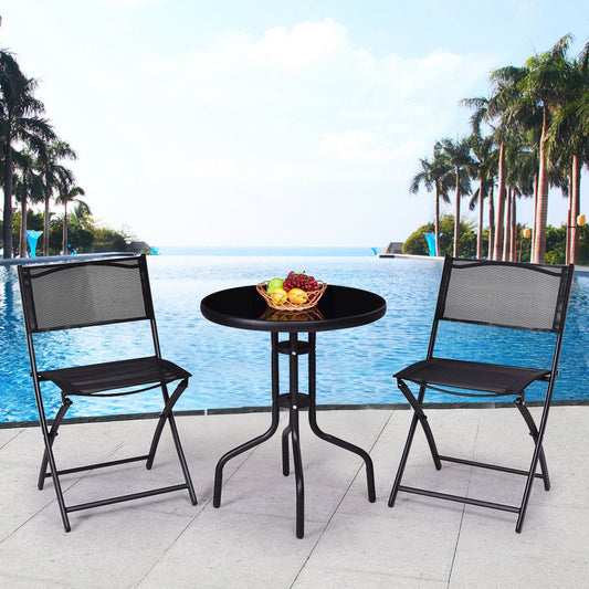 3-Piece Folding Bistro Set with Round Table and Chairs