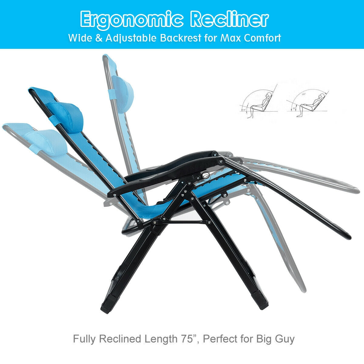 Oversized Zero Gravity Lounge Chair with Cup Holder - 500 lbs