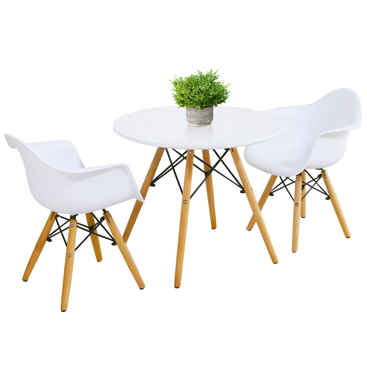 Kids Round Table and Chair Set - 3 Piece Modern Furniture