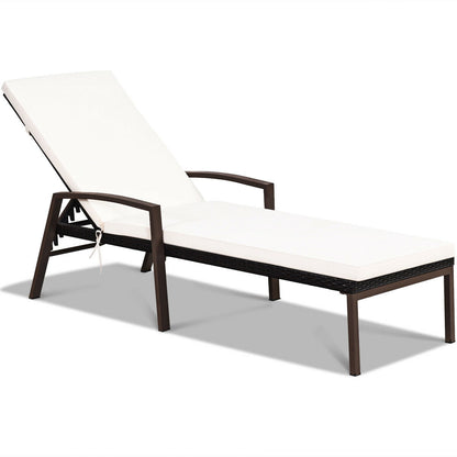 Adjustable Patio Chaise Lounge with Cushion - 5 Positions