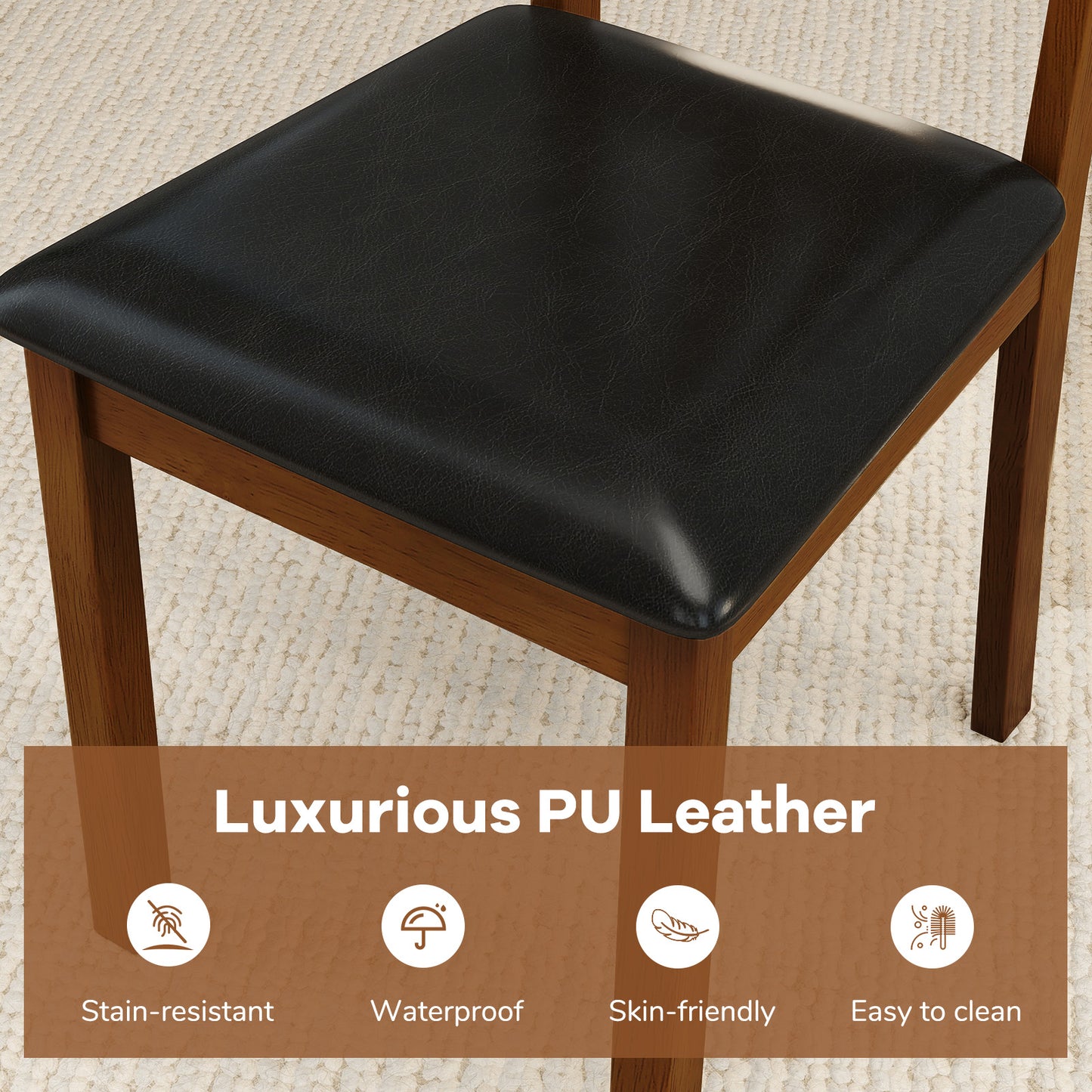 Dining Chairs Set of 2 with PU Leather Upholstery