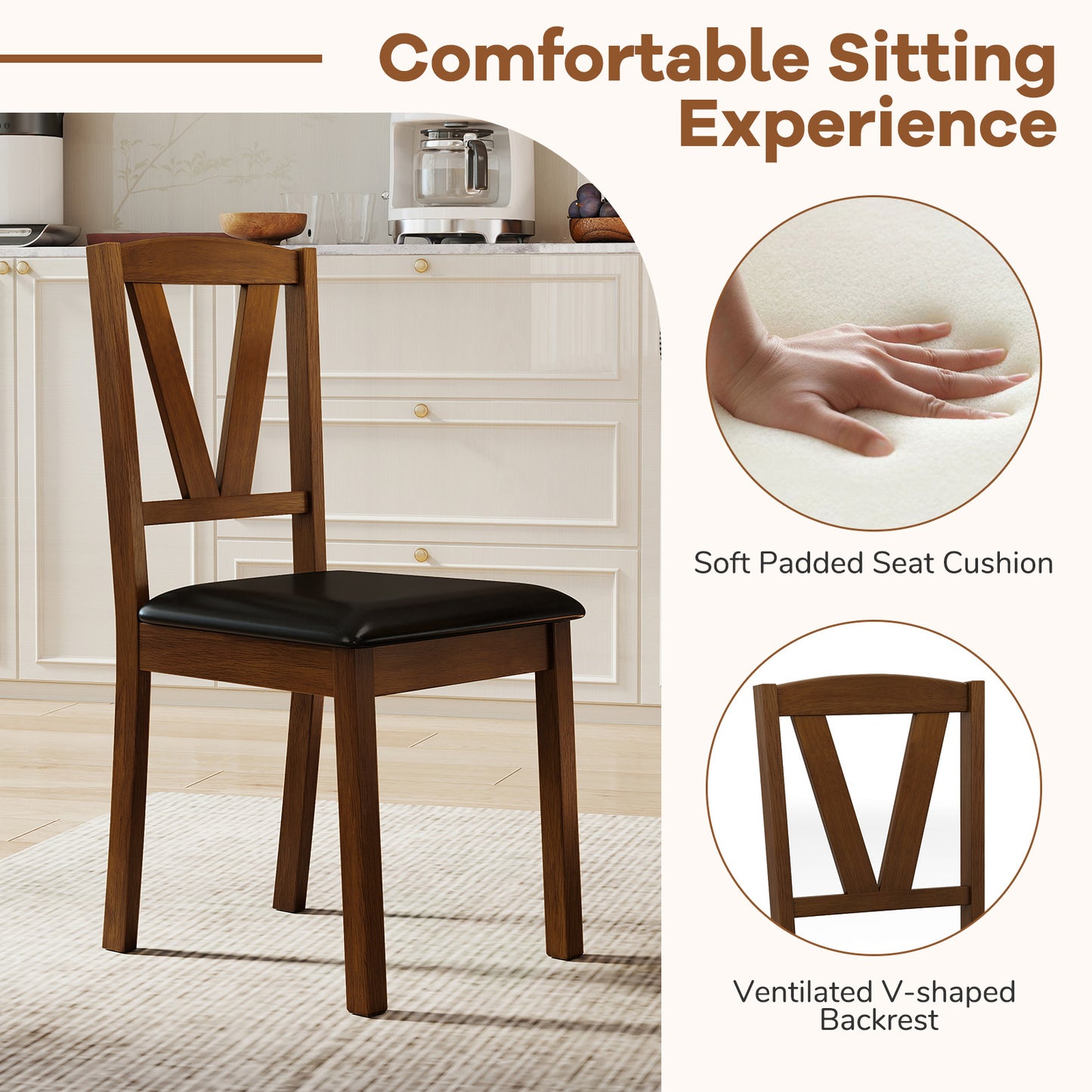 Dining Chairs Set of 2 with PU Leather Upholstery
