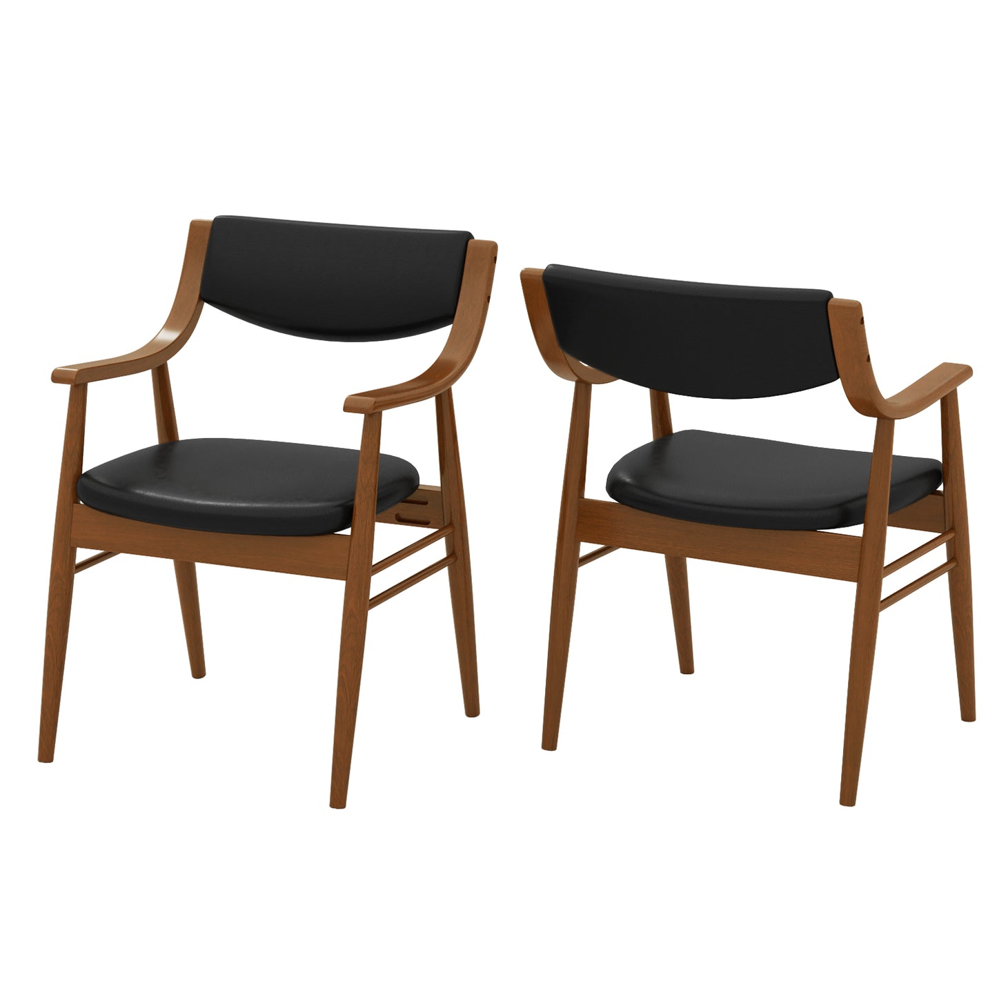 Padded Dining Chairs Set of 2 with Armrests and Wooden Frame