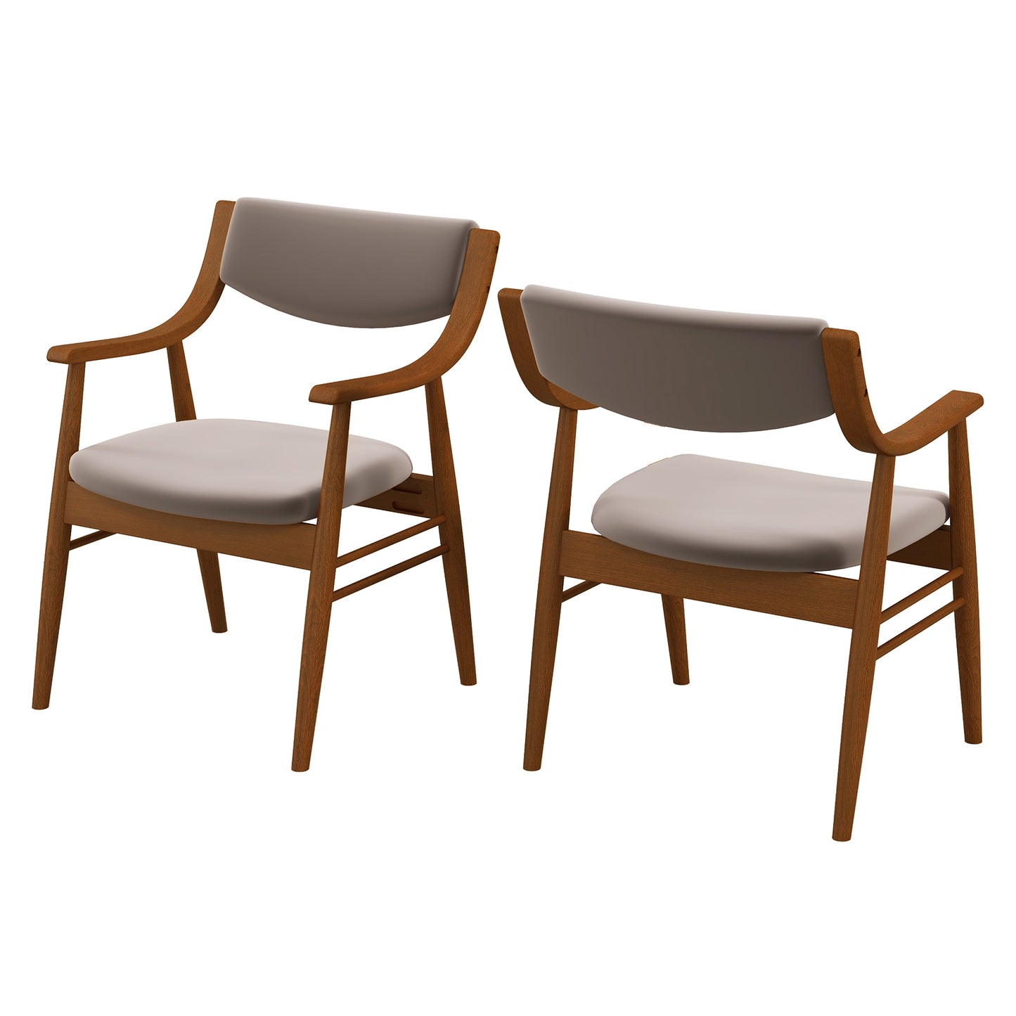 Padded Dining Chairs Set of 2 with Armrests and Wooden Frame