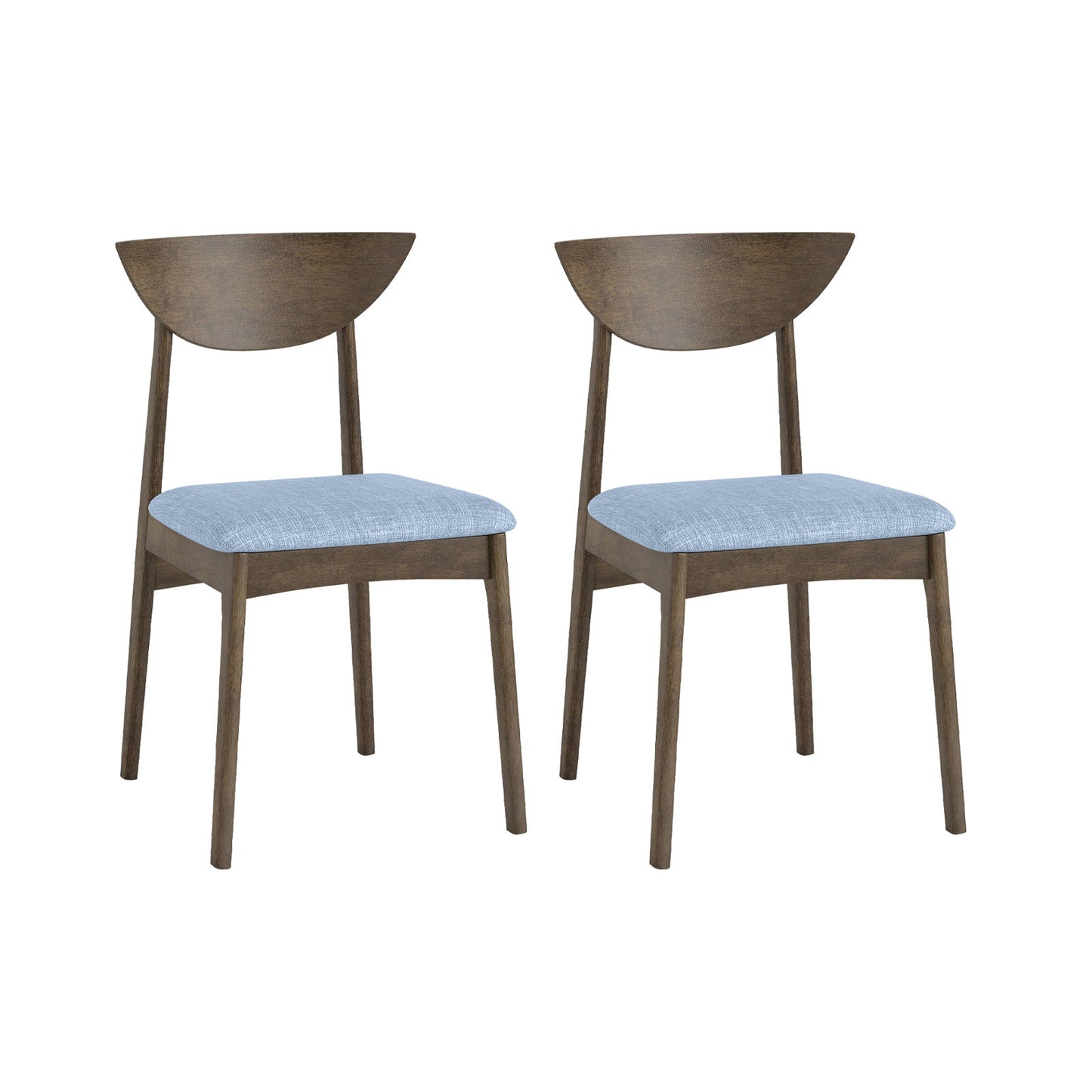 Dining Chairs Set of 2 with Rubber Wood Legs and Cushioned Seats