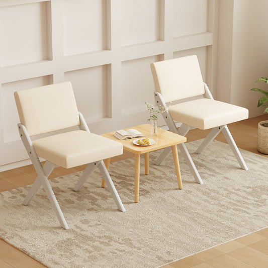 Padded Dining Chairs Set of 2 with Rubber Wood Frame