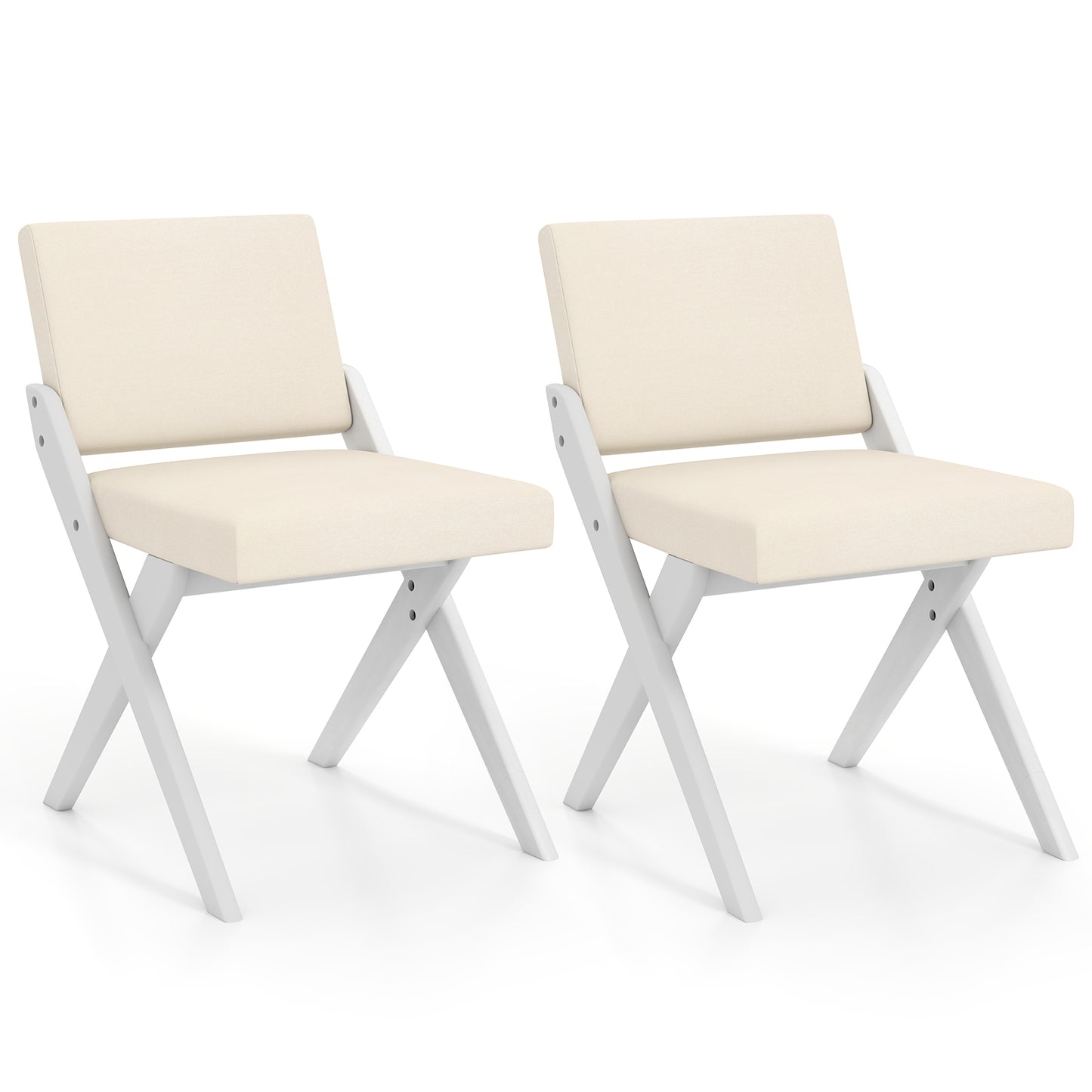 Padded Dining Chairs Set of 2 with Rubber Wood Frame