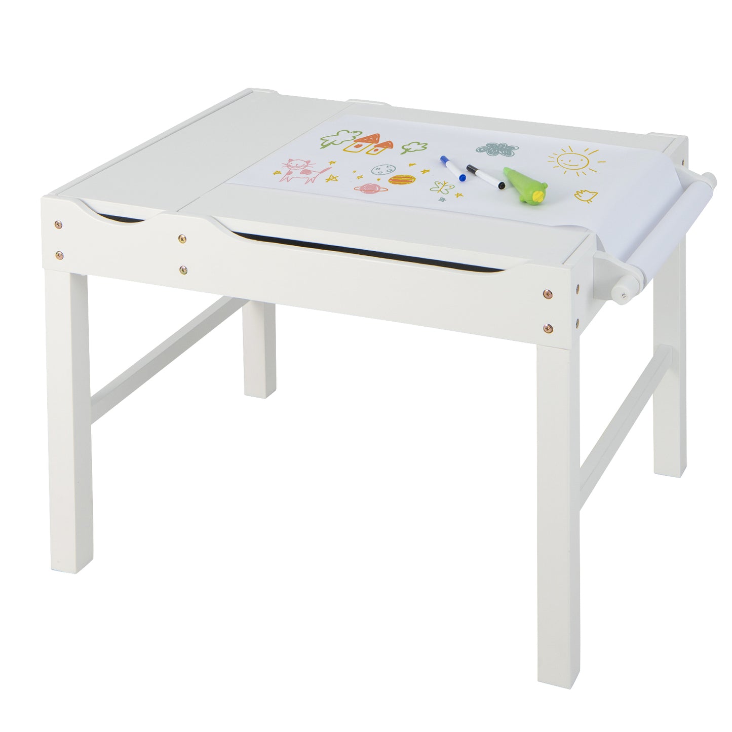 Kids Multi-Activity Play Table with Storage & Paper Roll