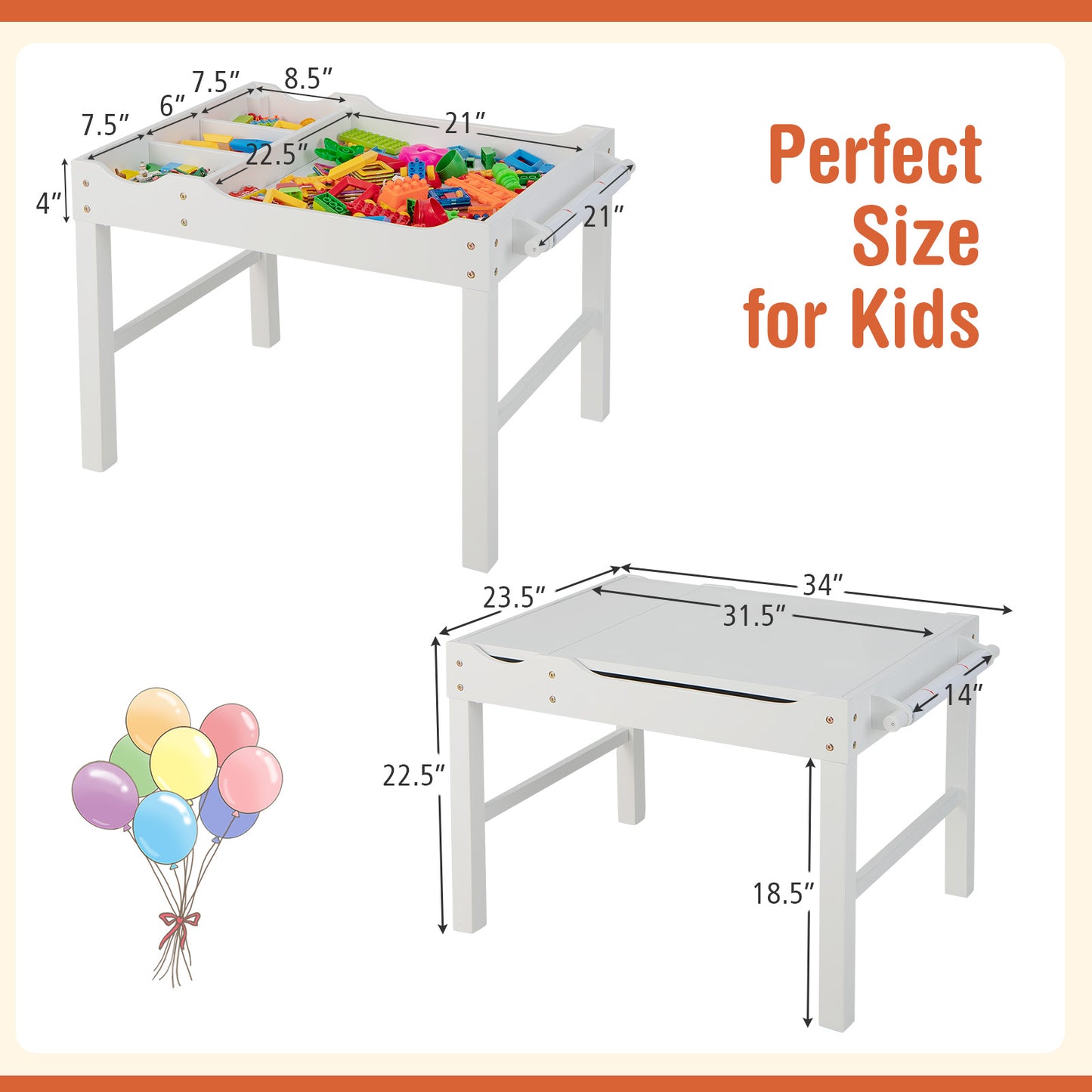 Kids Multi-Activity Play Table with Storage & Paper Roll