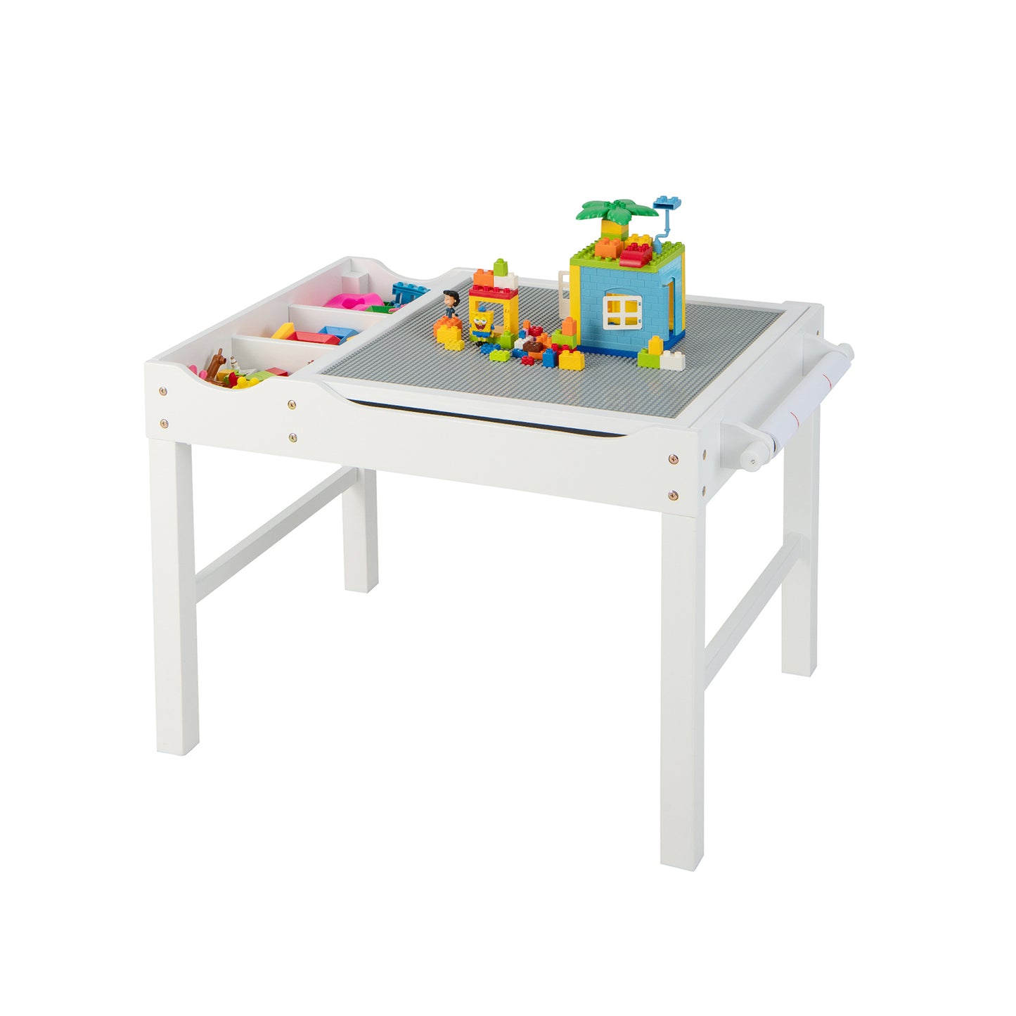 Kids Multi-Activity Play Table with Storage & Paper Roll