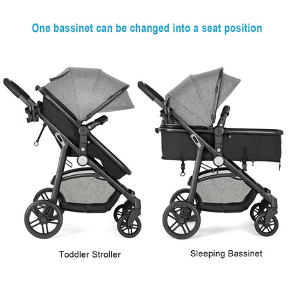 2-in-1 Foldable Baby Stroller with Reversible Seat