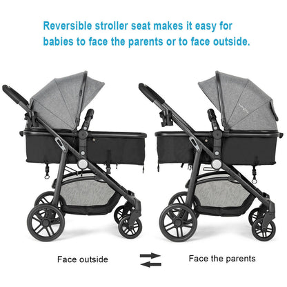 2-in-1 Foldable Baby Stroller with Reversible Seat