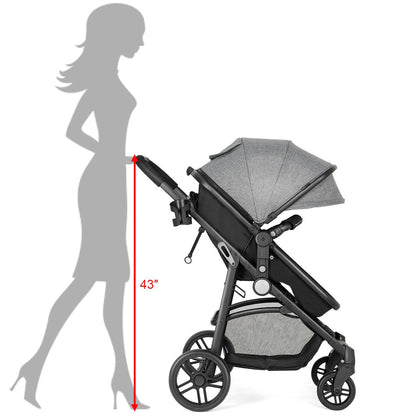 2-in-1 Foldable Baby Stroller with Reversible Seat