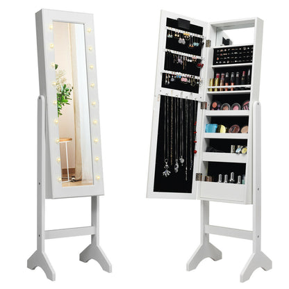 Mirrored Jewelry Armoire with LED Lights