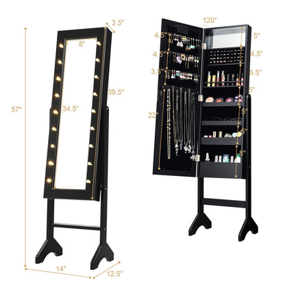 Mirrored Jewelry Armoire with LED Lights