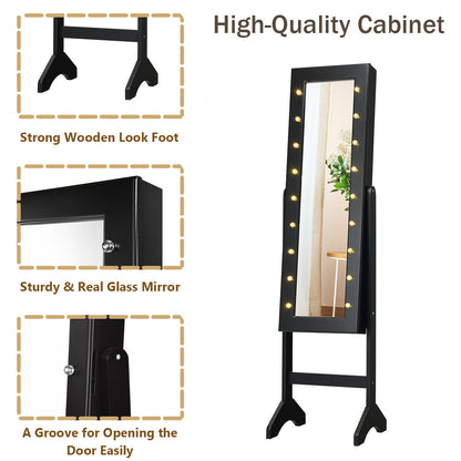 Mirrored Jewelry Armoire with LED Lights